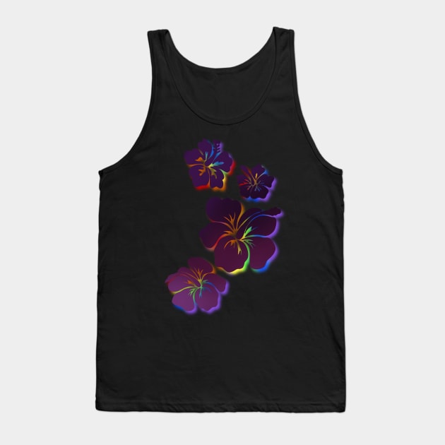 Hibiscus purples with rainbow accent Tank Top by Danispolez_illustrations